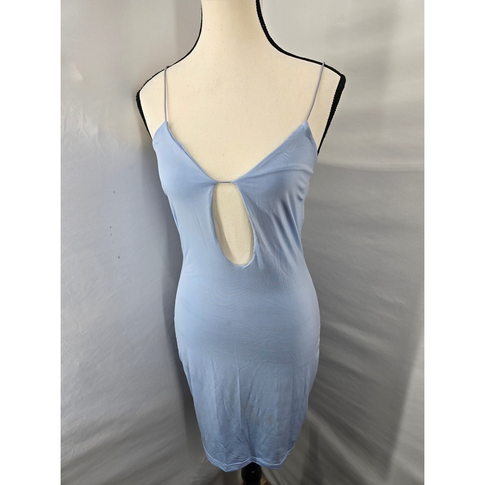 Cherry Mellow Women Blue Keyhole Cutout Bodycon Mini Dress Small V-Neck Clubwear